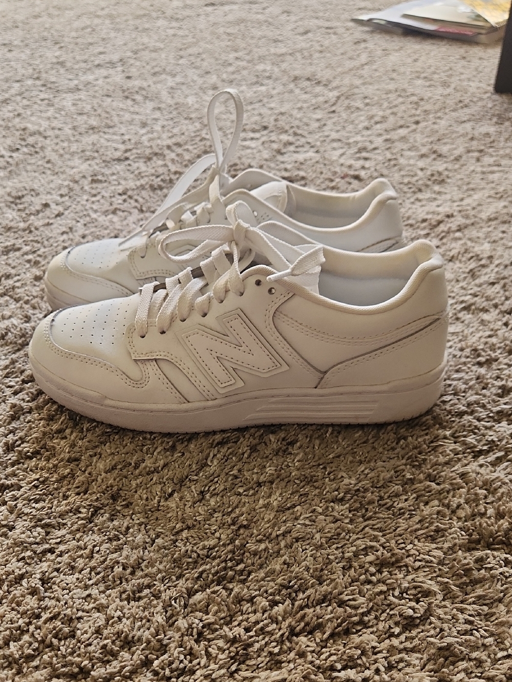 New Balance White Leather Low-Top Sneakers